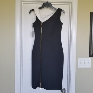 calvin klein contrast collar sheath dress